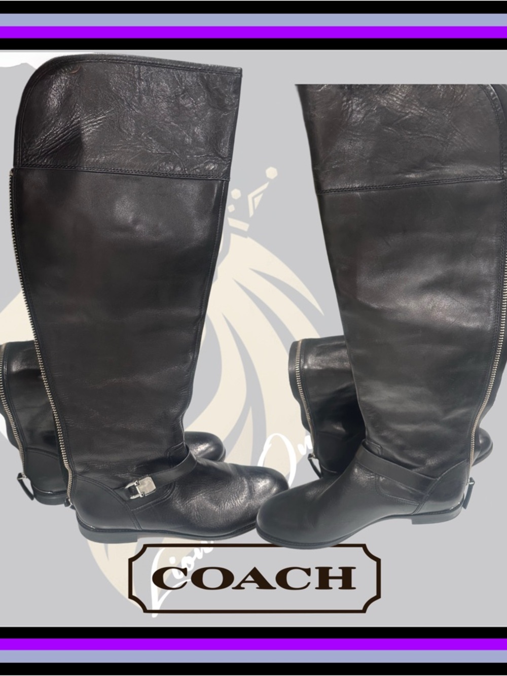 Coach Madeline Black Leather Knee-High Riding Boots Size 11 *FGWP*